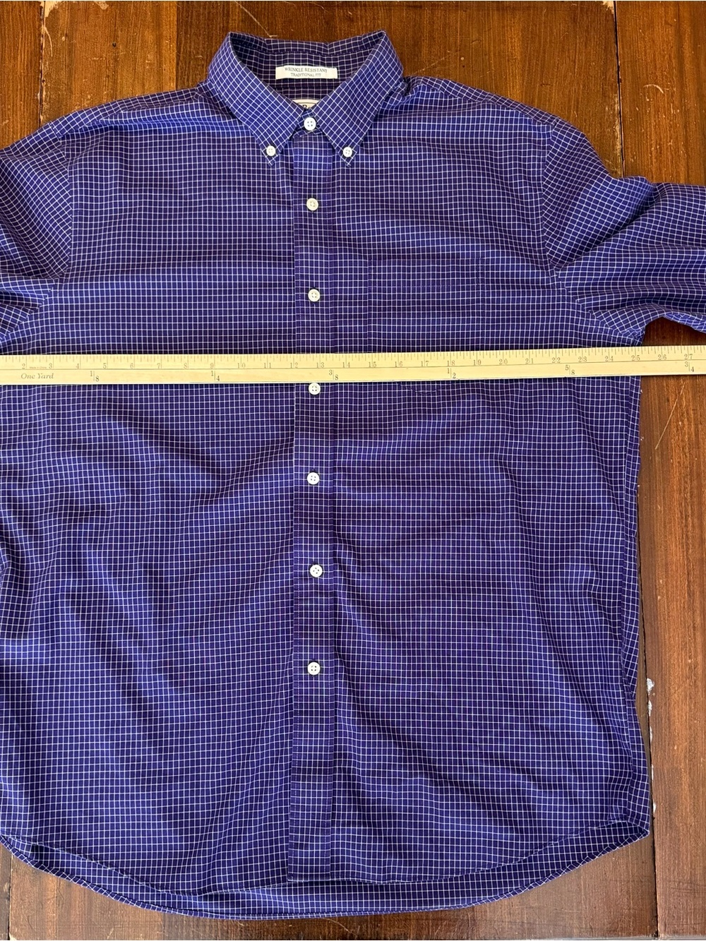 L.L Bean Mens Lg Wrinkle Resistance Long Sleeve Purple Gingham Button Down Shirt - Picture 4 of 11